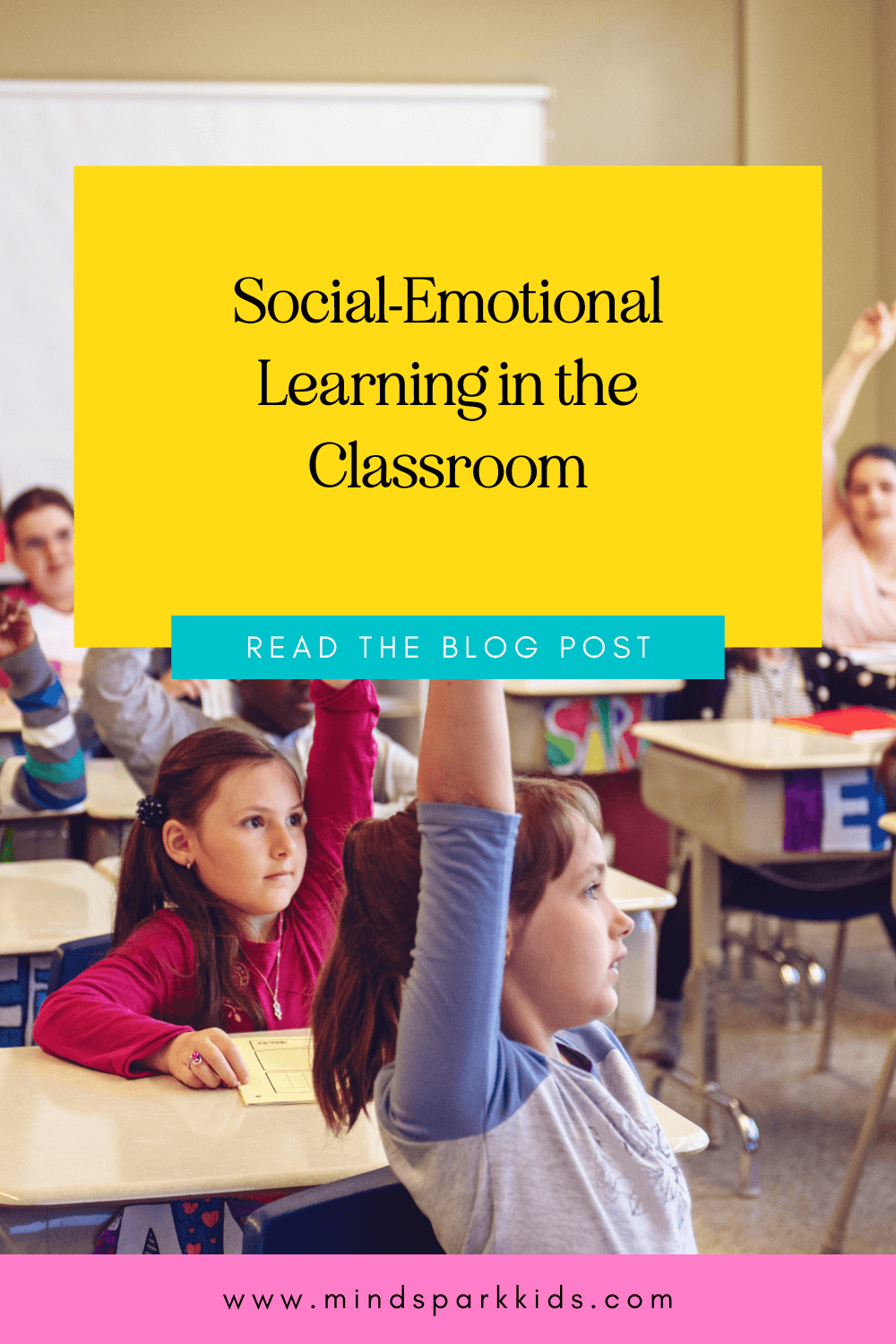 Children raising hands in a classroom